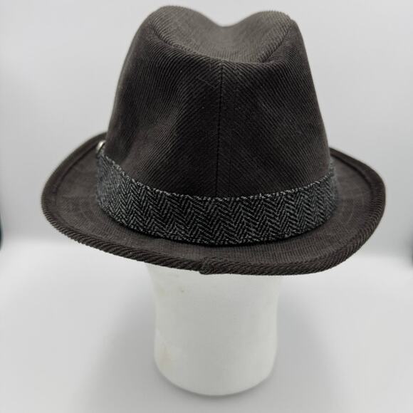 Paul Frank Brown Corduroy Fedora Hat Julius Monkey Herringbone Band Retro - Picture 4 of 10